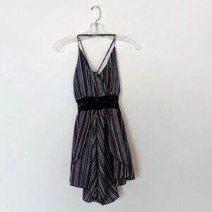 Racerback romper with mesh and ruffle shorts